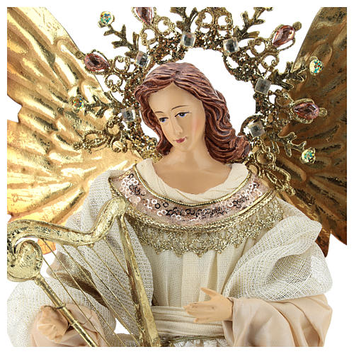 Angel (Christmas Tree Tip) with harp 36 cm resin and fabric 2
