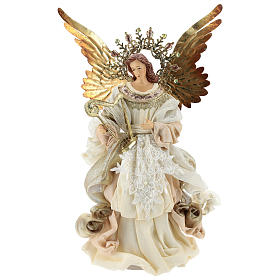 Ángel Punta con arpa 36 cm resina y tela