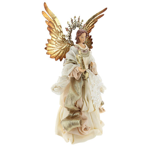 Anioł z harfą szpic na choinkę 36 cm, żywica i tkanina 4