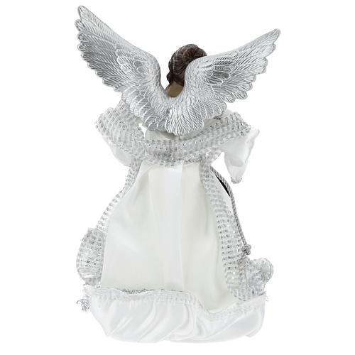 Anjo Anunciação ponteira com roupas prateadas 28 cm 5