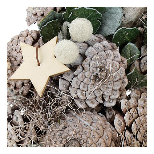 Wreath with berries and stars 30 cm White Natural 2