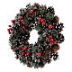 Advent wreath with cones and berries 30 cm in diameter, Red finish s3