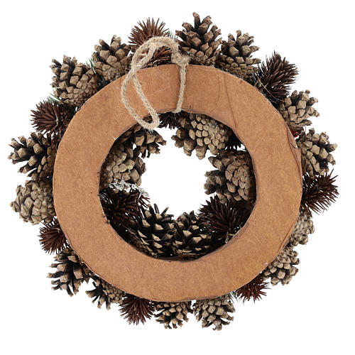 Advent wreath with pine cones and red berries 30 cm diam. 5