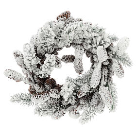 Korona adwentowa z szyszkami i śniegiem 33 cm