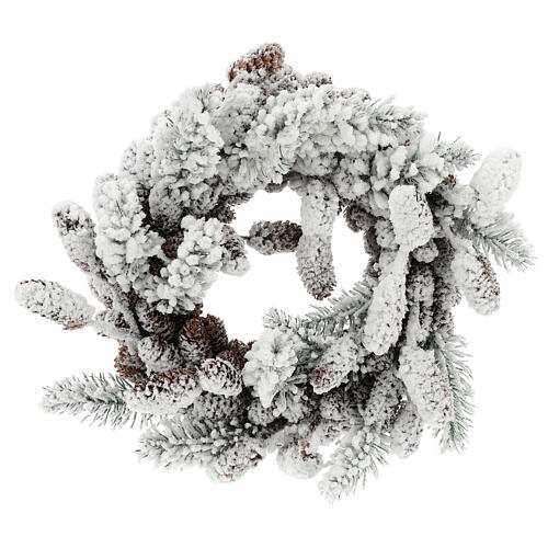 Korona adwentowa z szyszkami i śniegiem 33 cm 1
