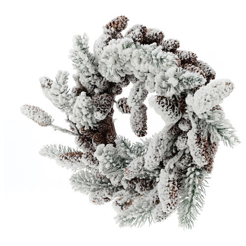Coroa Advento com pinhas e neve 33 cm 3