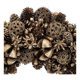 Christmas wreath with golden pine cones 30 cm Gold