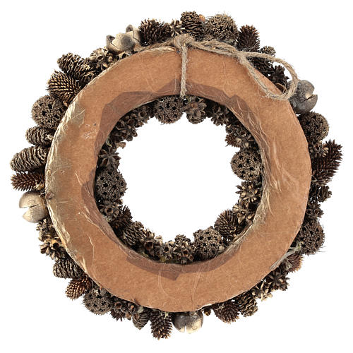 Christmas wreath with golden pine cones 30 cm Gold 5
