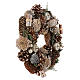 Advent wreath with pine cones and apples 30 cm, Gold finish s4