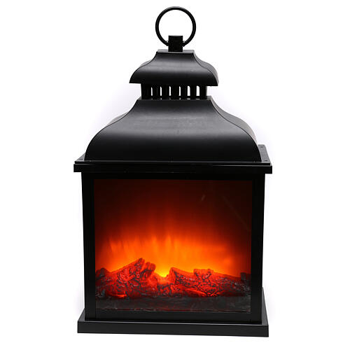 Lantern-shaped LED wood stove 20x25x15 cm 1