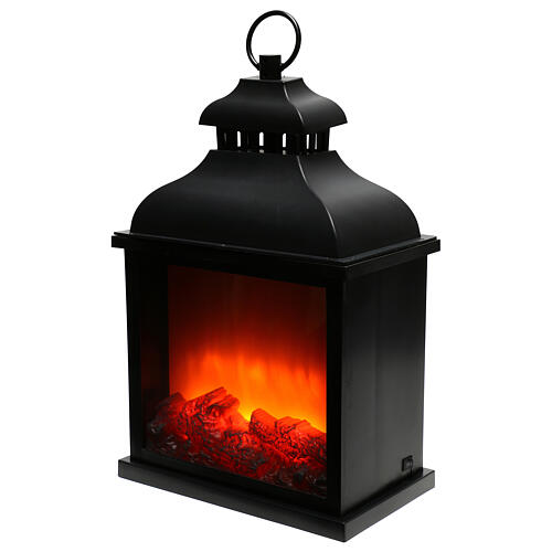 Lantern-shaped LED wood stove 20x25x15 cm 3