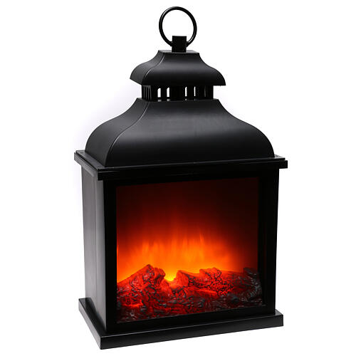 Lantern-shaped LED wood stove 20x25x15 cm 4