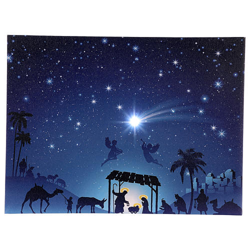 Illuminated Christmas picture with Nativity and comet 30x40 cm 1