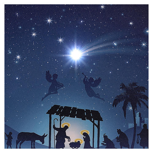 Illuminated Christmas picture with Nativity and comet 30x40 cm 2