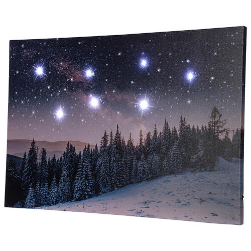 Obraz świąteczny - nocny zaśnieżony pejzaż LED, 40×60 cm 4