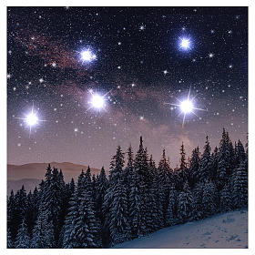 Quadro de Natal paisagem nevada noturna LED 40x60 cm