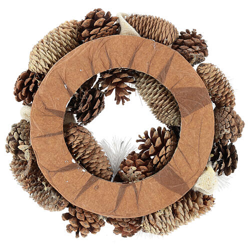 Advent wreath 30 cm snowy wooden pine cones 5