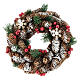 Advent wreath with pine cones, fake snow and red berries 30 cm s1