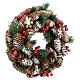Advent wreath with pine cones, fake snow and red berries 30 cm s4