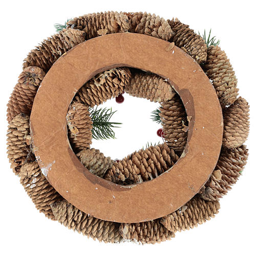 Advent wreath pine cones with red berries 30 cm 5