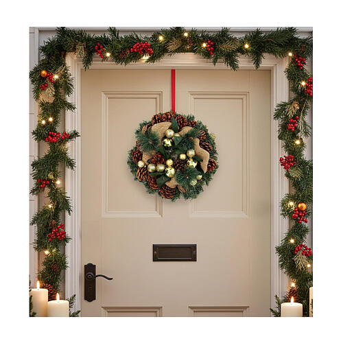 Weihnachtskranz mit Glitzer und goldenen Sternen, 32 cm 2