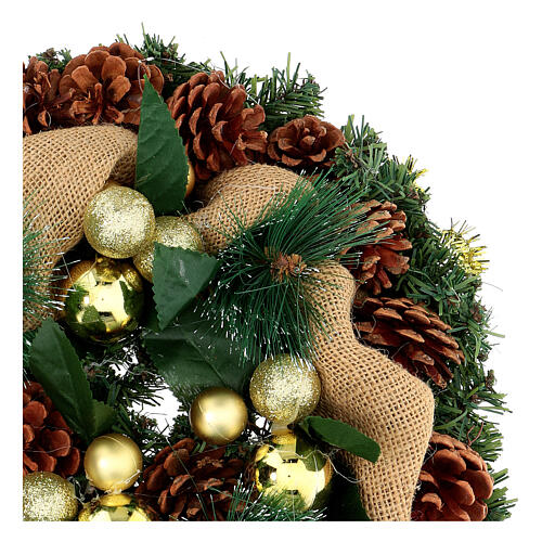 Christmas wreath with golden glitter and stars 32 cm 2