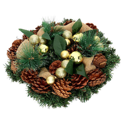 Christmas wreath with golden glitter and stars 32 cm 3