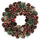 Ghirlanda decorata Natale pigne bacche rosse 32 cm s1