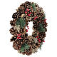 Coroa decorada Natal pinhas bagas vermelhas 32 cm s4