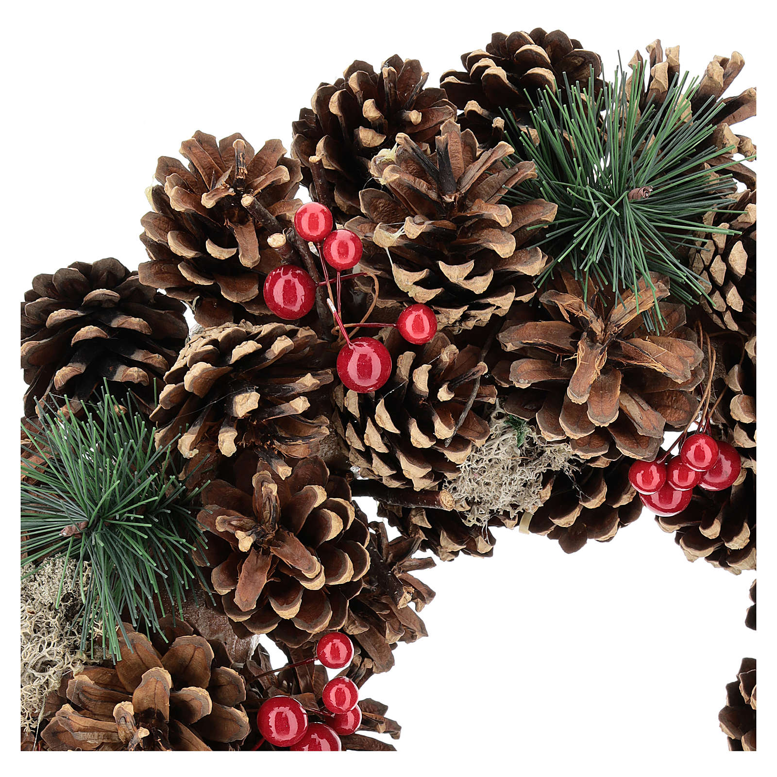 Christmas Wreath With Decorated Pine Cones Red Berries 32 Cm Online Sales On 