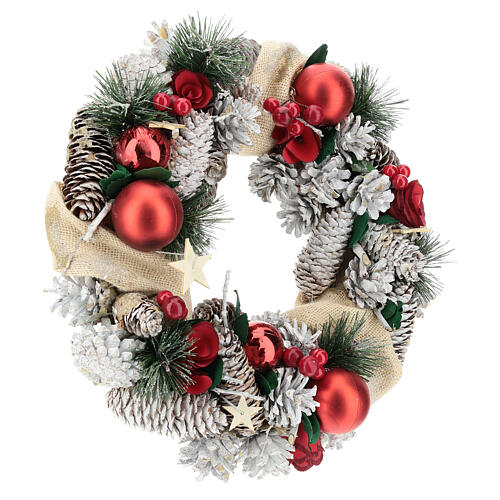 Weihnachtskranz mit Christbaumkugeln und Schnee, 32 cm 4