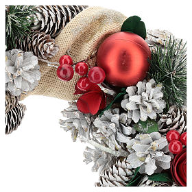 Christmas wreath with fake snow and Christmas balls diam. 32 cm