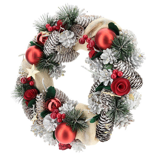 Christmas wreath with fake snow and Christmas balls diam. 32 cm 3