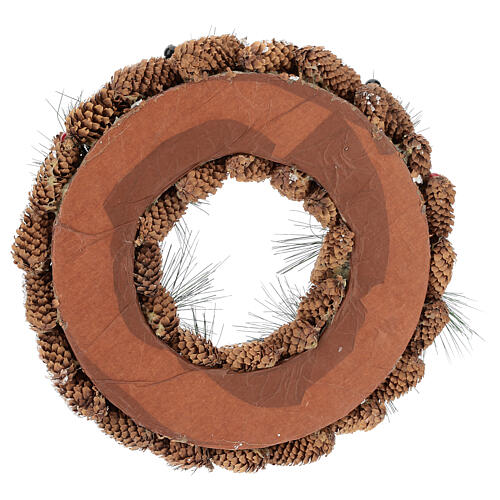 Weihnachtskranz mit Tannenzapfen und Schneeeffekt, 30 cm 5