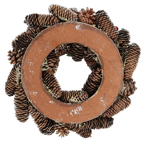 White Christmas wreath with pine cones and holly diam. 33 cm 5