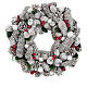 Corona di Natale bianca pigne e agrifoglio 33 cm s1