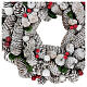 Corona di Natale bianca pigne e agrifoglio 33 cm s3