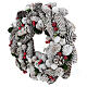 Corona di Natale bianca pigne e agrifoglio 33 cm s4