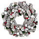 Coroa de Natal branca pinhas e azevinho 33 cm s1