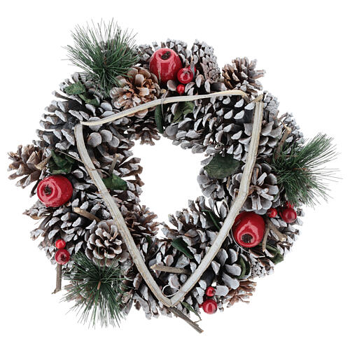Ghirlanda Natale rami a triangolo 32 cm 1