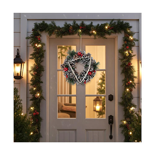Ghirlanda Natale rami a triangolo 32 cm 2