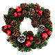 Couronne décorée Noël pommes de pin rouges et feuilles 32 cm s1
