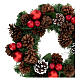 Christmas wreath decorated red pine cones and leaflets 32 cm s2