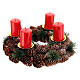 Adventskranz-Komplettset: Kranz aus Zapfen + goldene Adventskranzkerzenstecker + 4 rote Kerzen s1