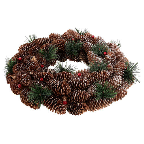 Advent wreath complete kit with pine cones, candle holder and 4 red candles 8