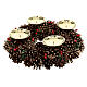 Kit for Advent wreath with red pine cones gold satin spikes candles s6