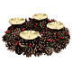Kit pour l'Avent couronne pommes de pin rogues piques or satiné bougies rouge foncé décorées s8