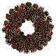 Kit for Advent wreath red pine cones gold satin spikes dark red lined candles s9