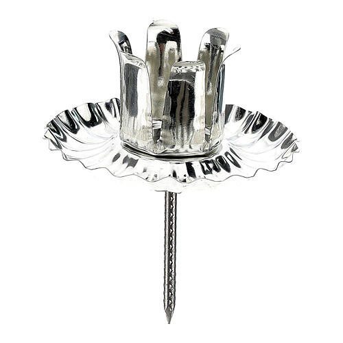 Candle holder for Advent wreath, set of 4 pcs, silver flower-shaped 5 cm 1