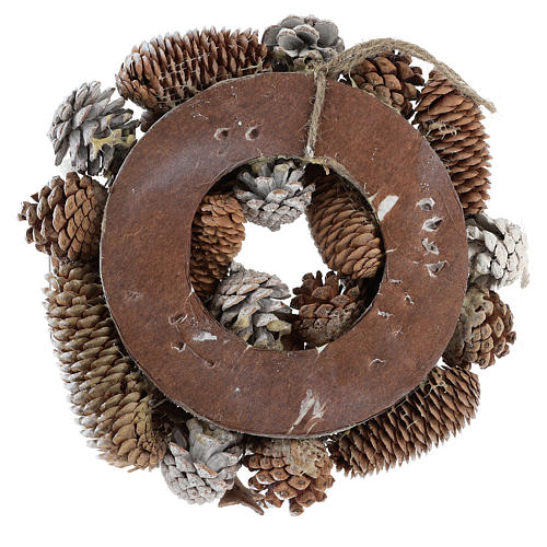 Christmas wreath with pine cones, white and glitter 3